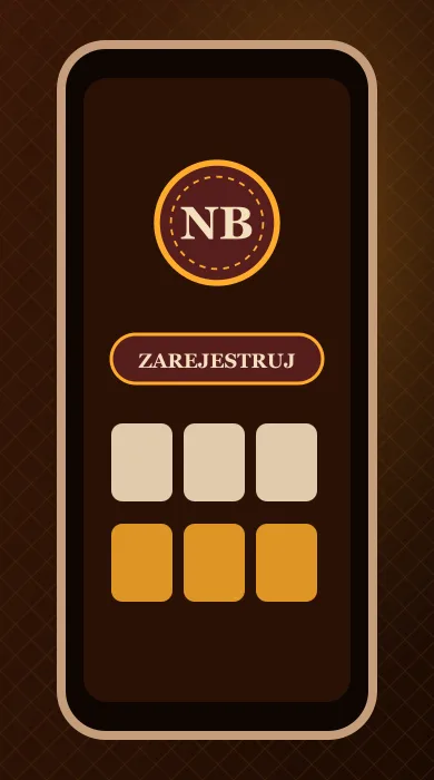 Smartfon z otwartym lobby NB Casino i przyciskiem rejestracji